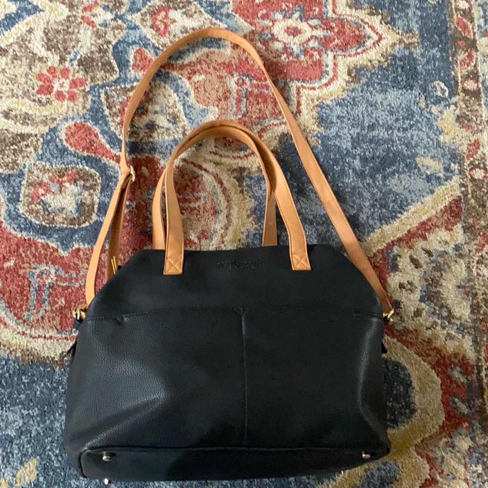 Milkmaid goods black diaper bag with changing pad and wristlet